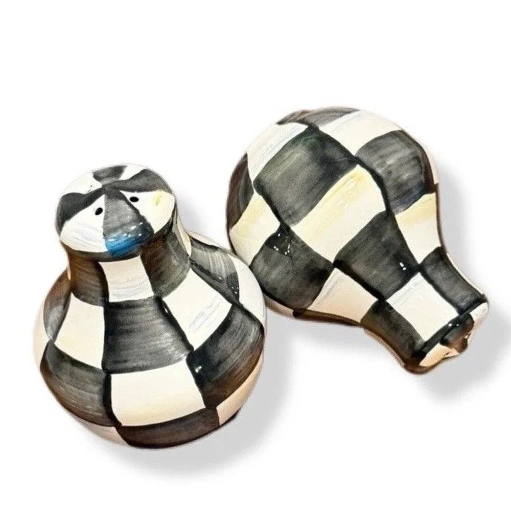Mackenzie Childs Courtly Check Salt & Pepper Shakers New in Box